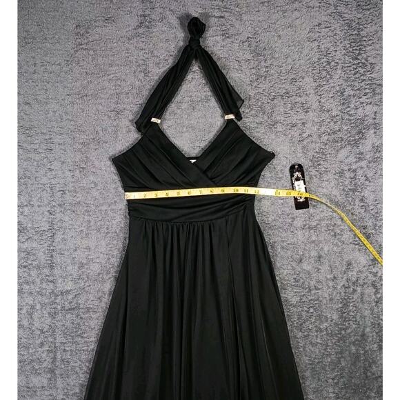 Trixxi Black Halter Cocktail Dress Size Small Handkerchief Hem Empire Waist LBD - Picture 5 of 14